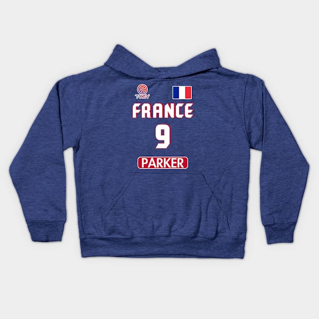 Tony Parker Retro France Basketball Jersey Design Kids Hoodie by darklordpug